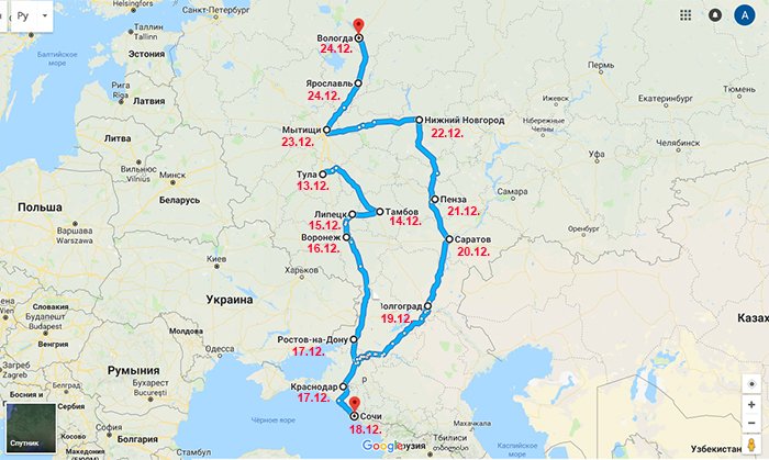 Карта маршрутов трофи-рейдов по России